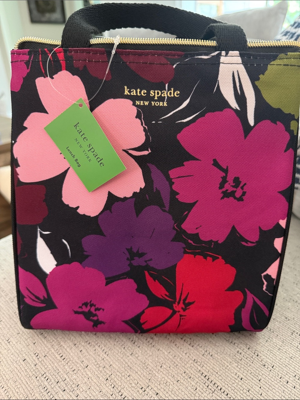 kate spade Painterly Blooms Floral Zip Pouch - Pink & Black